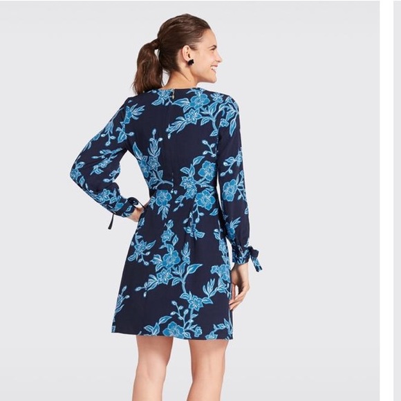 NWOT Draper James Geranium Floral Tie Sleeve Dress - Picture 2 of 8